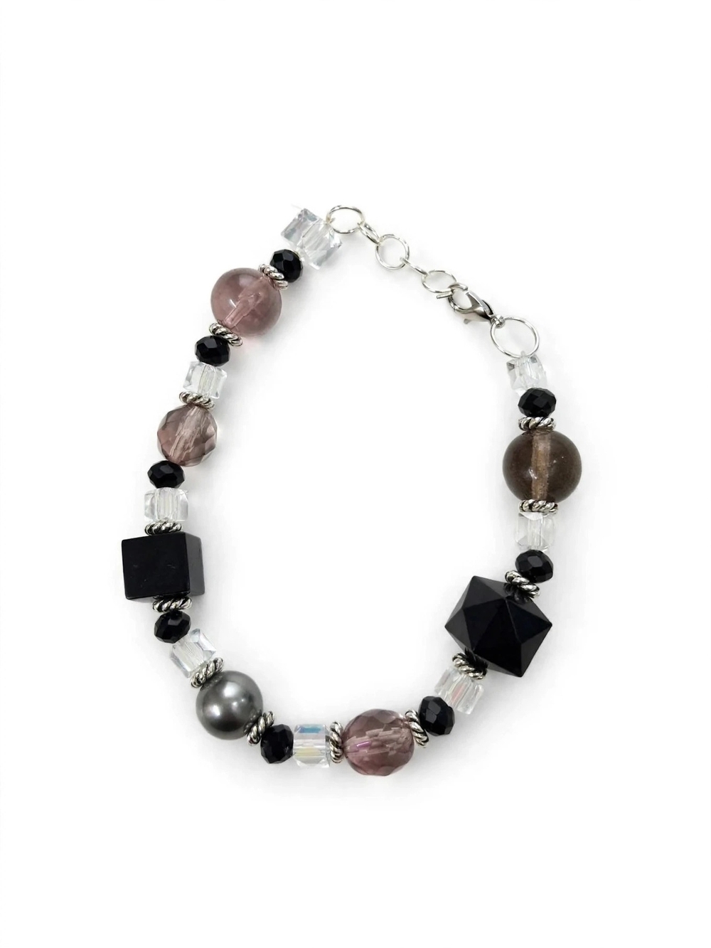 Elegant Black & Taupe Beaded Bracelet - Women Jewelry